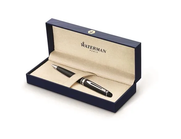Guľôčkové pero, 0,7 mm, matné čierne telo pera, strieborný klip, WATERMAN "Expert III" , modrá 5