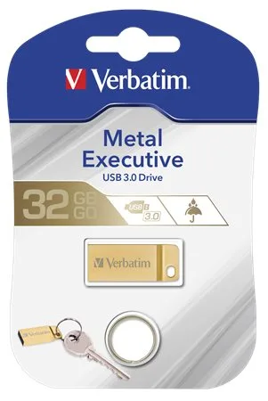 USB kľúč, 32GB, USB 3.2,  VERBATIM "Executive Metal", zlatá 2