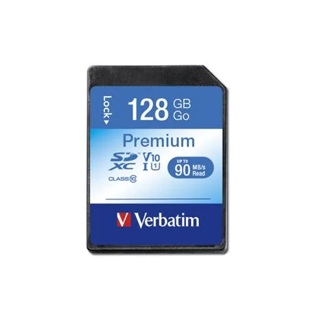 Pamäťová karta, SDXC, 128GB, CL10/U1, 90/10 MB/s, VERBATIM "Premium" 2
