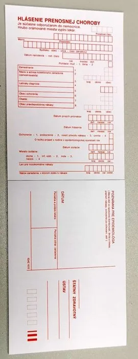 Hlásenie prenosnej choroby   A6 10-list 2