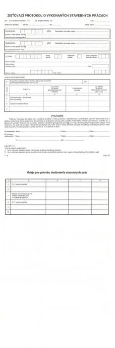 Zisťovací protokol o vykonaných stavebných prácach A4 2