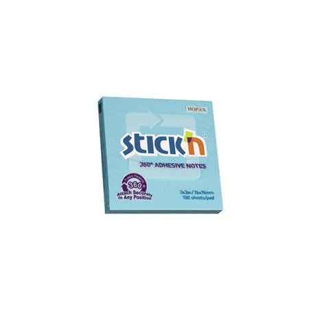 Samolepiaci poznámkový blok, 76x76 mm, 100 listov, STICK N „360°, modrá 2