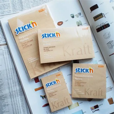 Samolepiaci poznámkový blok, linajkový, 150x101 mm, 100 listov, STICK N "Kraft Notes" 5