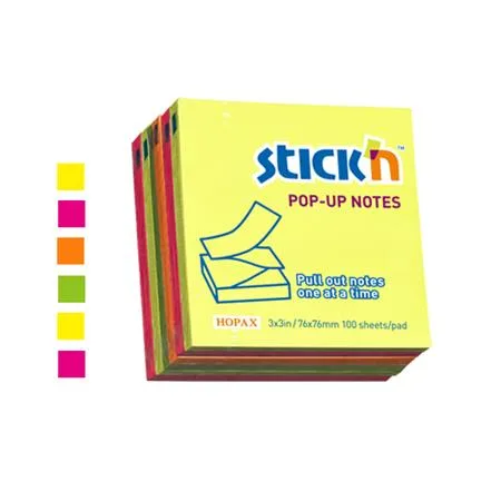 Samolepiaci poznámkový blok, balenie, "Z", 76x76 mm, 6x100 lap, STICK N, neónové farby 2
