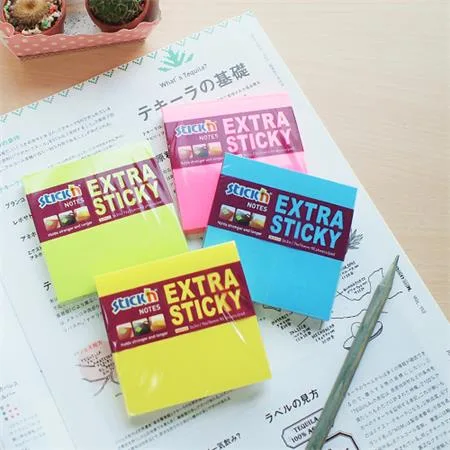 Samolepiaci poznámkový blok, 76x76 mm, 90 listov, STICK N "Extra Sticky", neónová žltá 6