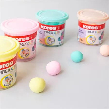 Plastelína,160 g, schnúca na vzduchu, 4 pastelové farby, KORES "Magic Clay" 4