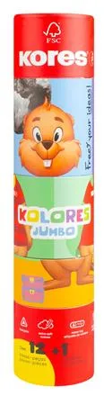 Farebné ceruzky, sada, trojhranné, jumbo, 1 strúhadlo, KORES "KOLORES Twist & Turn", 12 rôznych farieb 3