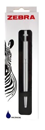Guľôčkové pero, 0,24 mm, stláčací mechanizmus, klip striebornej farby, strieborné telo pera, ZEBRA "901", modrá 2