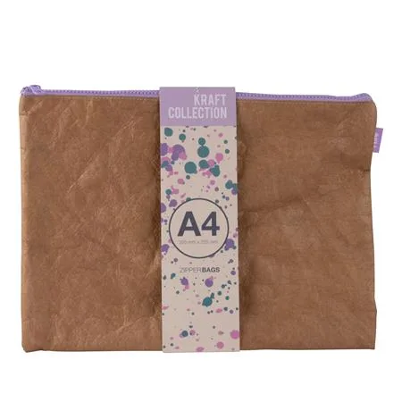 Puzdro na drobnosti, na zips, textúra koženého efektu, plast, A4, APLI "Kraft", zips rôznych farieb 3