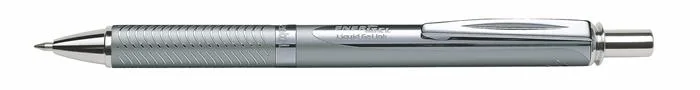 Gélové pero, 0,35 mm, stláčací mechanizmus, telo pera: strieborná, PENTEL "EnerGel BL-407" modrá 2