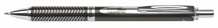 Gélové pero, 0,35 mm, stláčací mechanizmus, telo pera: čierna, PENTEL "EnerGel BL-407" modrá 2
