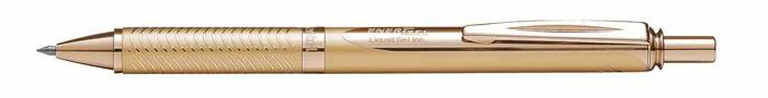 Gélové pero, 0,35 mm, stláčací mechanizmus, telo pera: zlatá, PENTEL "EnerGel BL-407" modrá 2