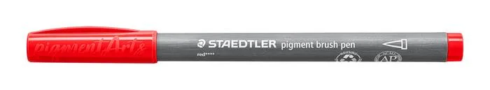 Fixka v tvare štetca, sada, STAEDTLER "Pigment brush 371", 12 rôznych základných farieb 6