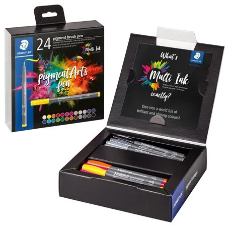 Fixka v tvare štetca, sada, STAEDTLER "Pigment brush 371", 24 rôznych farieb 2