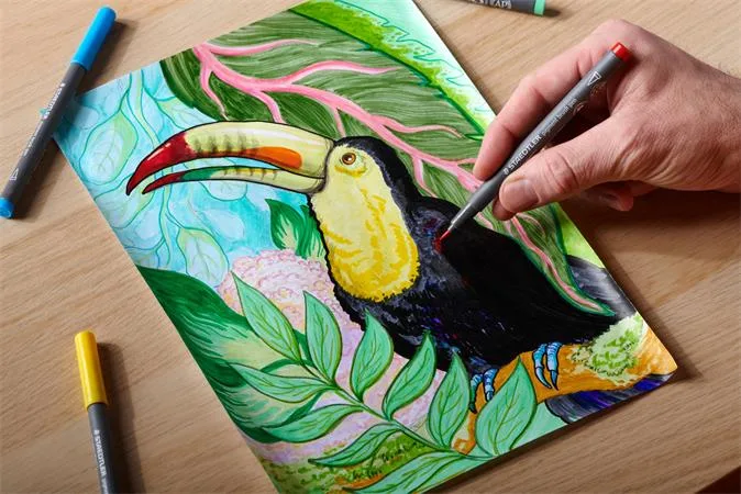 Fixka v tvare štetca, sada, STAEDTLER "Pigment brush 371", 24 rôznych farieb 4