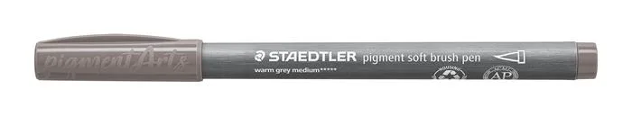 Fixka v tvare štetca, sada, STAEDTLER "Pigment 372", 6 rôznych odtieňov čiernej a sivej 4