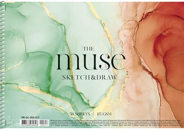 Náčrtník, špirálový, A4, 115 g, 50 listov, SHKOLYARYK "Sketch&Draw Muse" 3