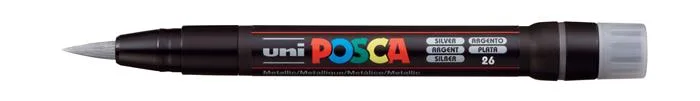 Popisovač v tvare štetca, UNI "Posca PCF-350", strieborná 2