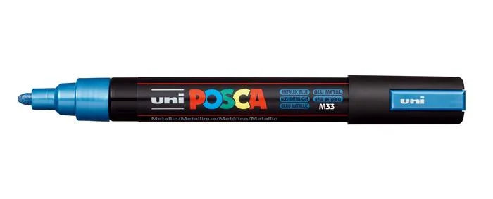 Dekoračný popisovač, 1,8-2,5 mm, UNI "Posca PC-5M", metalický modrý (M33) 2