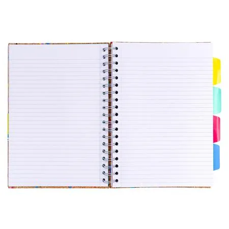 Špirálový zošit, B5, linajkový, s rozraďovačom, 100 listov, PUKKA PADS "Planet Cork Project Book", korkový 3