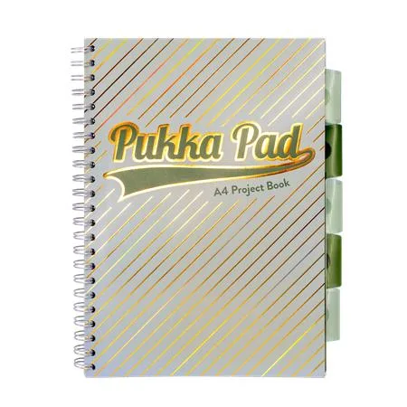 Špirálový zošit, A4, linajkový, s rozraďovačom, 100 listov, PUKKA PAD "Haze Project Book", rôzne farby 3