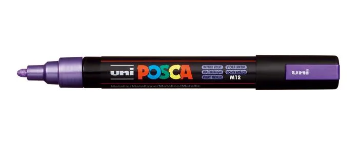Dekoračný popisovač, 1,8-2,5 mm, UNI "Posca PC-5M", metalický fialový (M12) 2