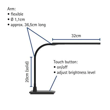 Stolová lampa, LED, stmievateľná, MAUL "Pirro", čierna 5