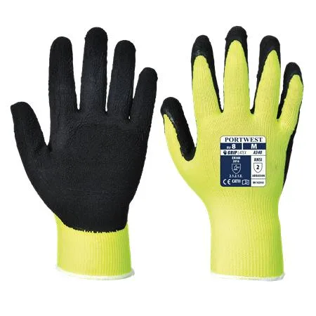 Ochranné rukavice, nylonové, latexová pena, máčaná dlaň, veľ. L, "Hi-Vis Grip", žltá 2