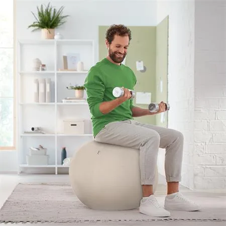 Gymnastická lopta na sedenie, s protišmykovým závažím, 55 cm, LEITZ "Ergo Active", svetlosivá 8
