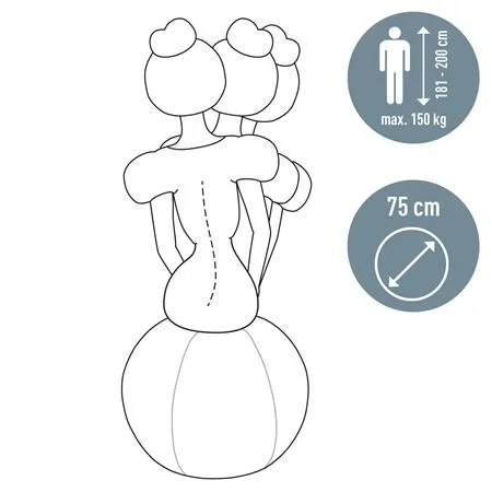Gymnastická lopta na sedenie, so závažím proti odkotúľaniu, 75 cm, LEITZ "Ergo Active", tmavosivá 5