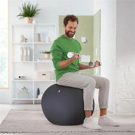 Gymnastická lopta na sedenie, so závažím proti odkotúľaniu, 75 cm, LEITZ "Ergo Active", tmavosivá 8