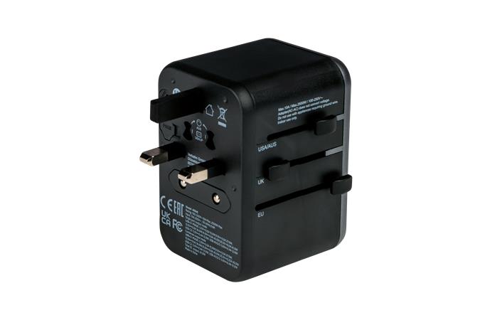 Cestovný adaptér, univerzálny, USB-A(QC 3.0)/USB-C(PD61W)2xUSB, VERBATIM "UTA-04" 2