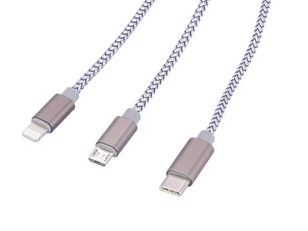 Univerzálny kábel 3 v 1, 1 m, TROIKA "Dreizack", sivá 2