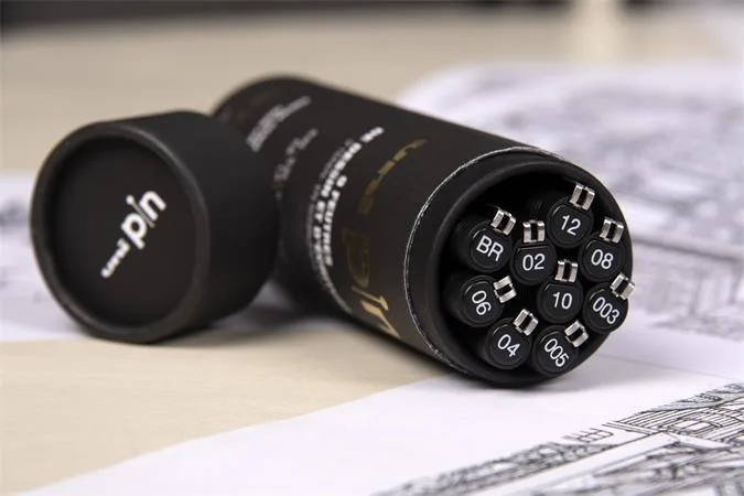 Popisovače, sada, UNI PIN "Tube", 9 rôznych hrúbok čiar, čierna 3