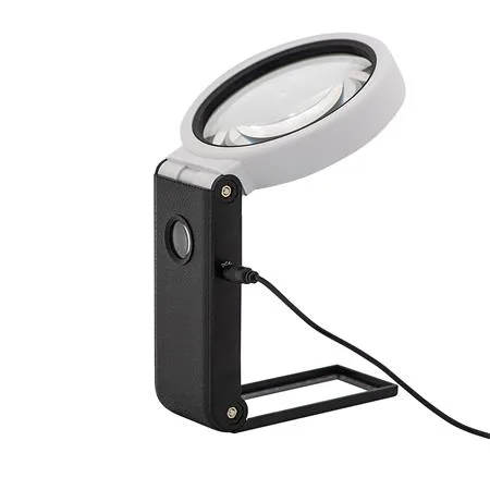 Lupa, 90 mm, so sklopným stojanom, LED svetlo, WEDO, čierna/biela 2