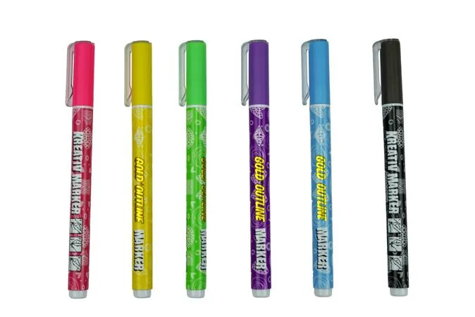 Popisovač, sada, 1-2 mm, metalická zlatá, WEDO, so 6 rôznymi farebnými kontúrami 2