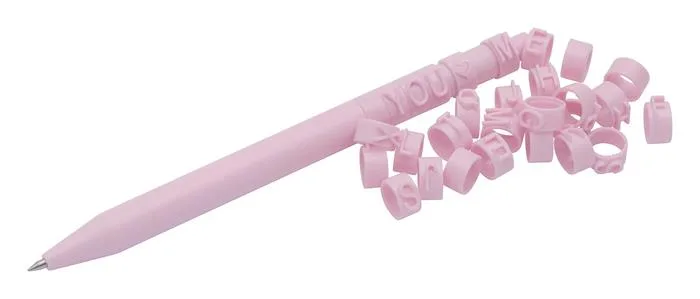 Gélové pero, stláčací mechanizmus, so 62 krúžkami na písmená, 2, WEDO "Letter Pen Puzzle", ružová 3