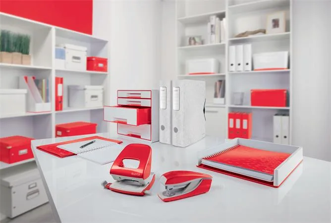 Odkladač, plastový, dvojfarebný, LEITZ "Wow", červená 5