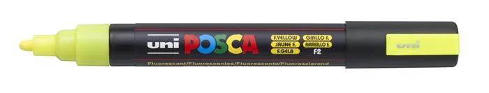 Dekoračný popisovač, 1,8-2,5 mm, UNI "Posca PC-5M", fluo žltý (F2) 2