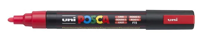 Dekoračný popisovač, 1,8-2,5 mm, UNI "Posca PC-5M", fluo červený (F15) 2