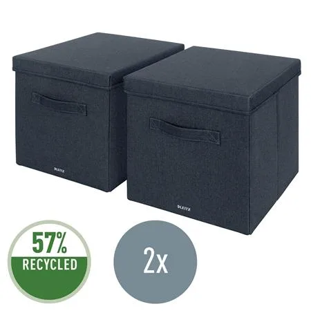 Úložný box, textilný, rozmer L, LEITZ "Fabric", zamatová sivá 3