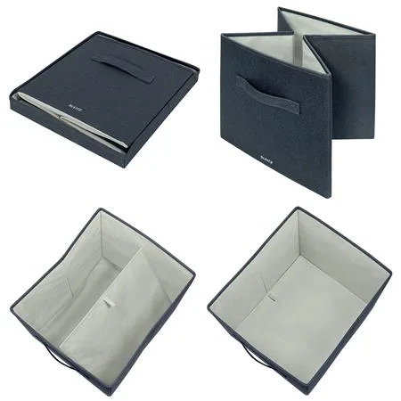 Úložný box, textilný, rozmer L, LEITZ "Fabric", zamatová sivá 5