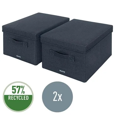 Úložný box, textilný, rozmer M, LEITZ "Fabric", zamatová sivá 3