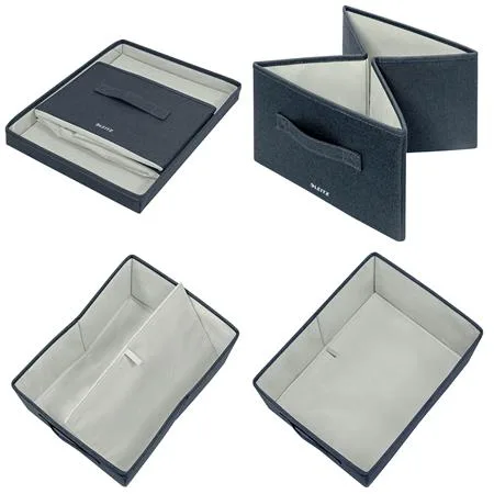 Úložný box, textilný, rozmer M, LEITZ "Fabric", zamatová sivá 5