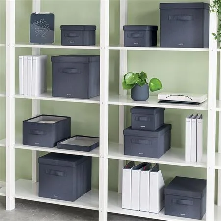 Úložný box, textilný, rozmer M, LEITZ "Fabric", zamatová sivá 8