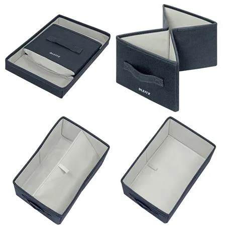 Úložný box, textilný, rozmer S, LEITZ "Fabric", zamatová sivá 5