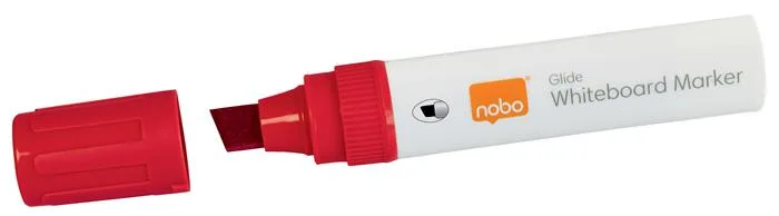 Popisovač na tabule, zrezaný hrot, 10 mm, NOBO "Glide", červená 2