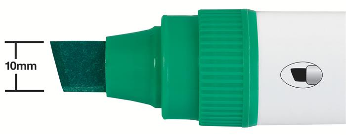 Popisovač na tabule, zrezaný hrot, 10 mm, NOBO "Glide", zelená 3