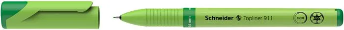 Liner, 0,4 mm, vymeniteľná náplň, recyklované telo, SCHNEIDER "Topliner 911", zelená 2