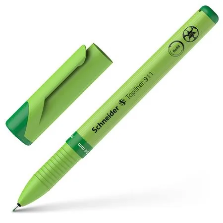 Liner, 0,4 mm, vymeniteľná náplň, recyklované telo, SCHNEIDER "Topliner 911", zelená 5